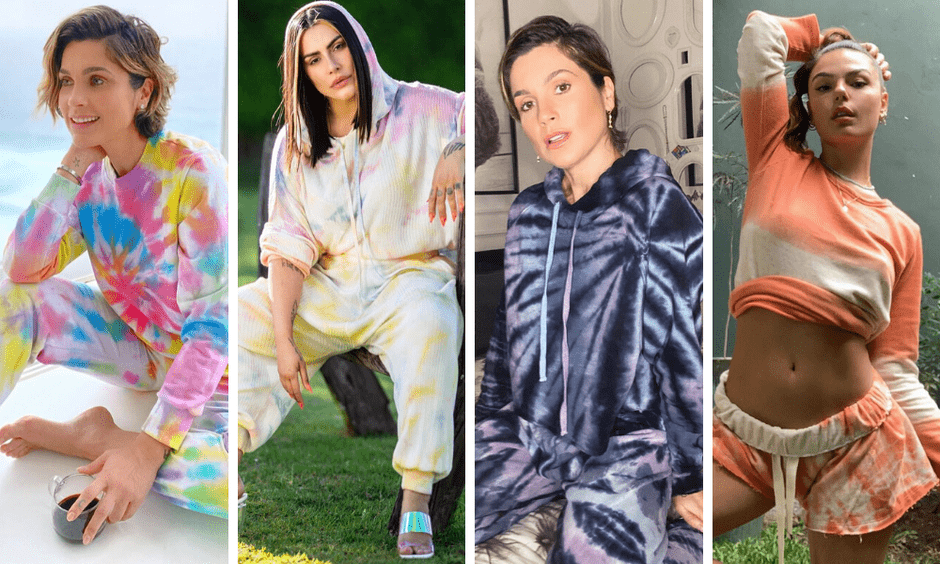 Famosas mostram estilo e conforto do conjunto em tie-dye