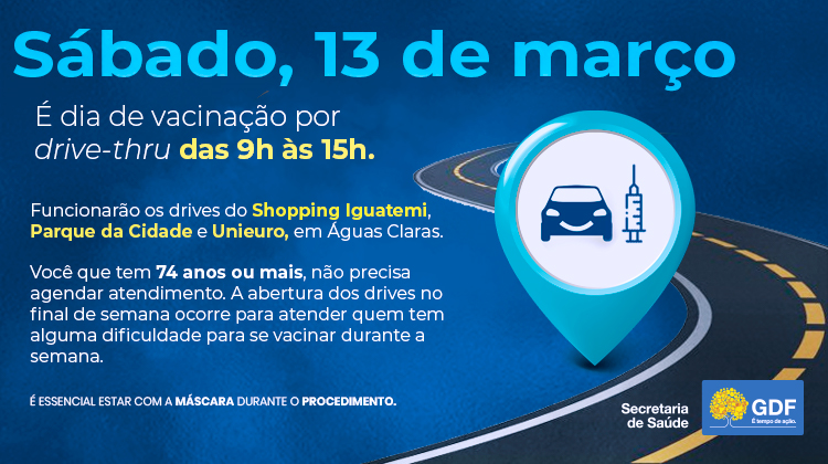 Sábado (13) é dia de vacinação contra a Covid-19