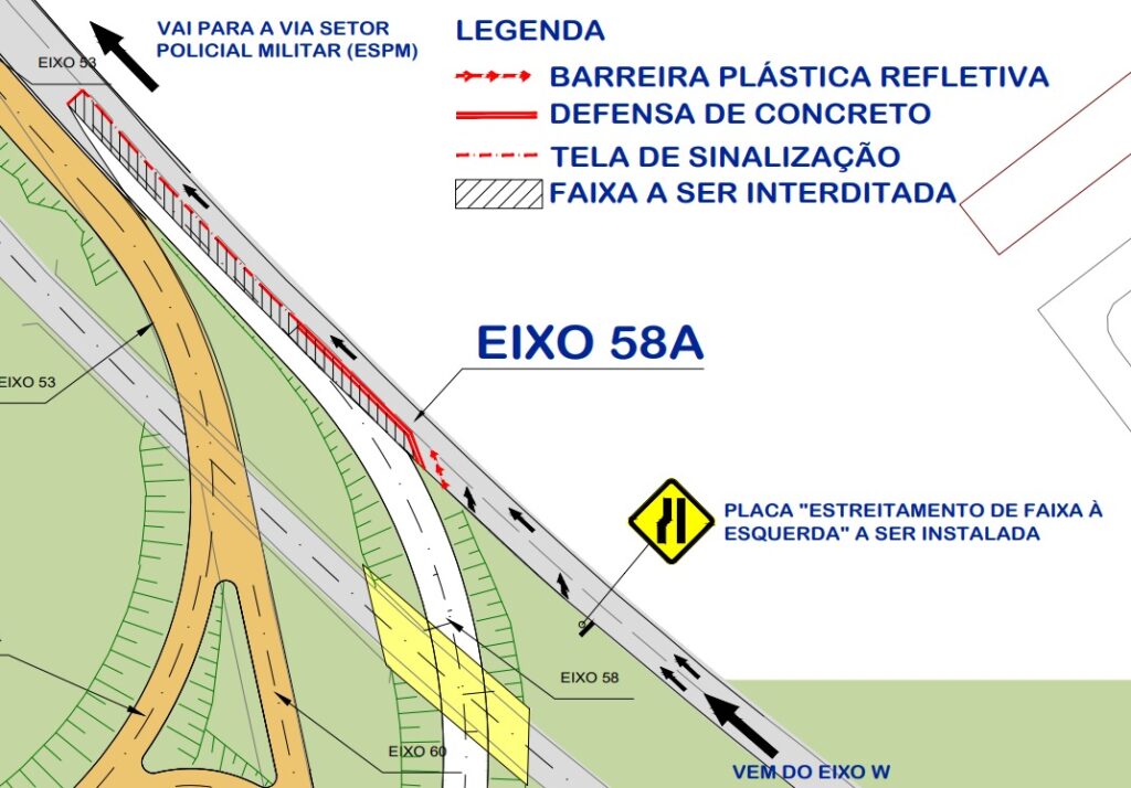 Obra de pavimentação interdita trecho da Estrada Setor Policial Militar