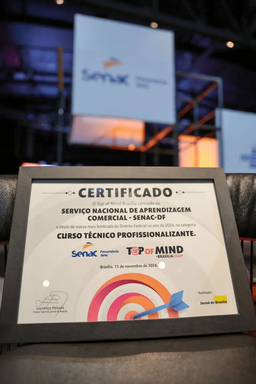 Senac-DF vence prêmio Top Of Mind na categoria curso técnico profissionalizante